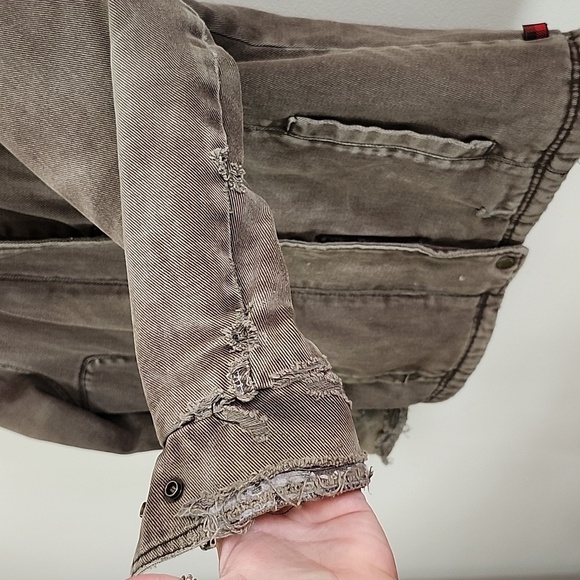 Woolrich utility sherpa lined hooded jacket olive green thrashed distressed smal - Picture 13 of 14